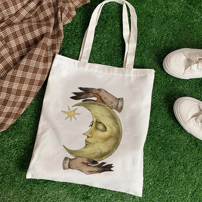 Нова чанта за рамо с принт на растения и гъби Платнена чанта Harajuku Shopper Bag Модни сладки ежедневни летни чанти за рамо Tote Shopper Bag