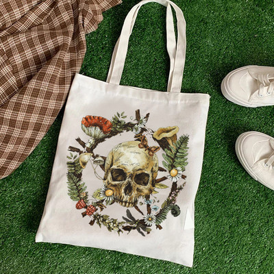 Нова чанта за рамо с принт на растения и гъби Платнена чанта Harajuku Shopper Bag Модни сладки ежедневни летни чанти за рамо Tote Shopper Bag