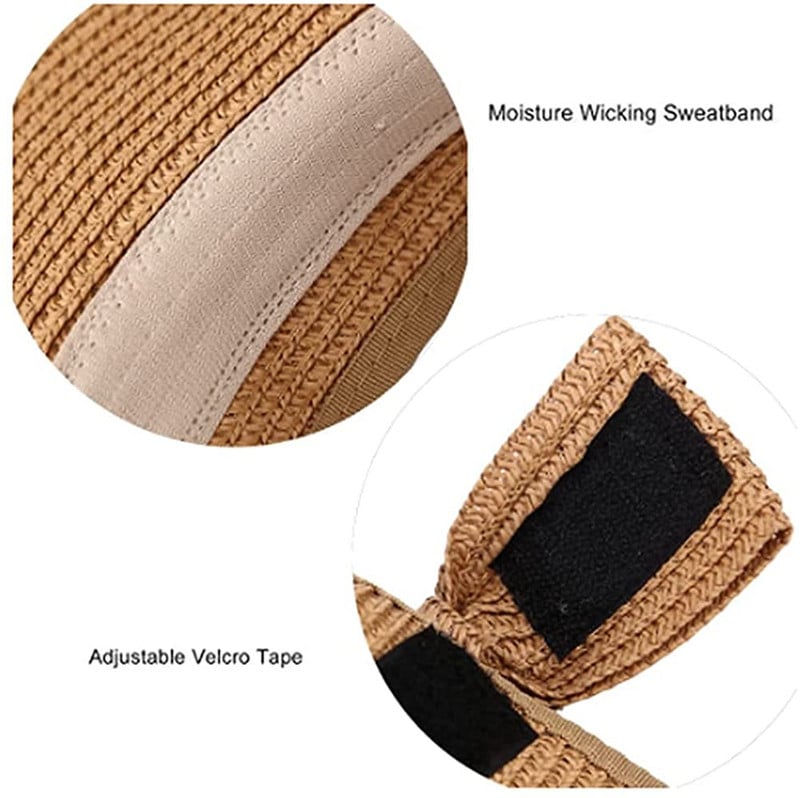 Летни дамски сенници Слънчеви козирки Широка периферия Сгъваема опакована навиваща се на опашка плажна шапка Сламена козирка Слънчеви шапки UV защита