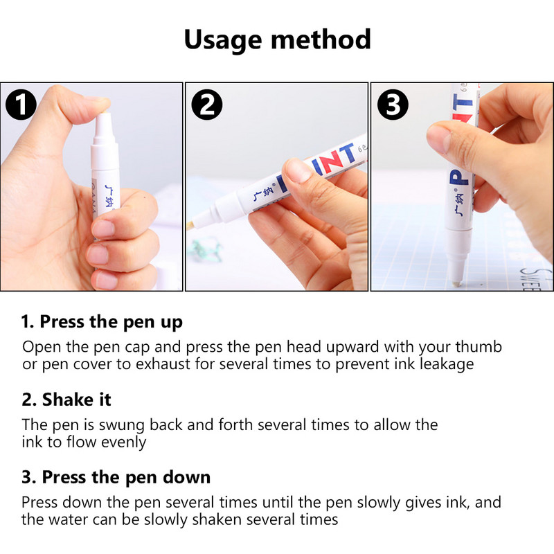 12Pcs White Paint Markers Pens Never Fade Quick Dry Permanent Oil-Based Waterproof Set for Car Gum Rubber Graffiti Art Supplies