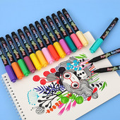 12/24/36 цвята Арт Маркер Акрилна боя Четка Писалка Скала Живопис Камък Керамика Стъкло Направи си сам Графити Изработка Консумативи за рисуване