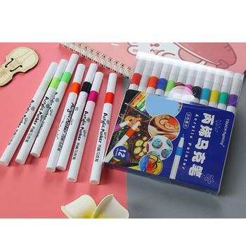 Мултифункционални химикалки с акрилна боя 12/24 цвята, маркери на водна основа за деца