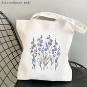 Дамска чанта през рамо Дамска чанта Shoper Blue Forget Me Not Blooms Cosmos Flowers Bag Harajuku Shopping Canvas Bag чанта за момиче