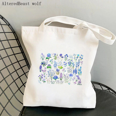 Дамска чанта през рамо Дамска чанта Shoper Blue Forget Me Not Blooms Cosmos Flowers Bag Harajuku Shopping Canvas Bag чанта за момиче