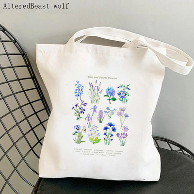 Дамска чанта през рамо Дамска чанта Shoper Blue Forget Me Not Blooms Cosmos Flowers Bag Harajuku Shopping Canvas Bag чанта за момиче