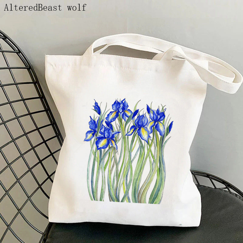 Дамска чанта през рамо Дамска чанта Shoper Blue Forget Me Not Blooms Cosmos Flowers Bag Harajuku Shopping Canvas Bag чанта за момиче