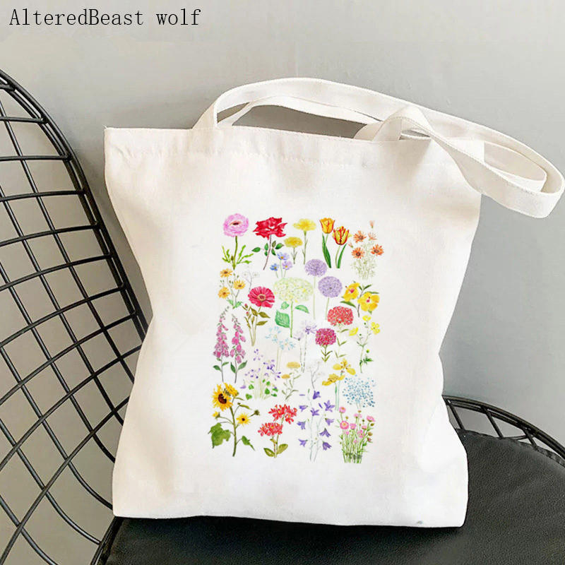 Дамска чанта през рамо Дамска чанта Shoper Blue Forget Me Not Blooms Cosmos Flowers Bag Harajuku Shopping Canvas Bag чанта за момиче
