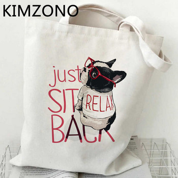 Γαλλικό μπουλντόγκ τσάντα για ψώνια καμβάς shopper παντοπωλείο bolso bolsa bag sacola bolsas επαναχρησιμοποιήσιμες γιούτα boodschappentas sacolas