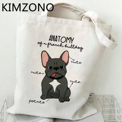 Пазарска чанта French Bulldog платнена пазарска чанта bolso bolsa чанта sacola bolsas reutilizables jute boodschappentas sacolas