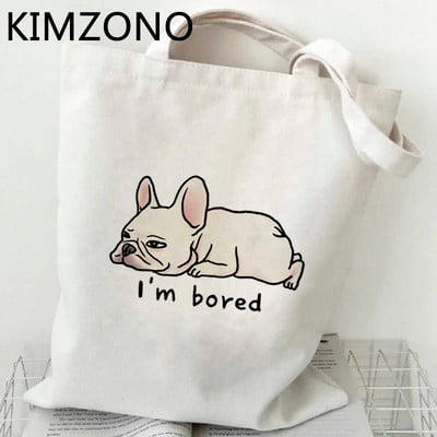Пазарска чанта French Bulldog платнена пазарска чанта bolso bolsa чанта sacola bolsas reutilizables jute boodschappentas sacolas
