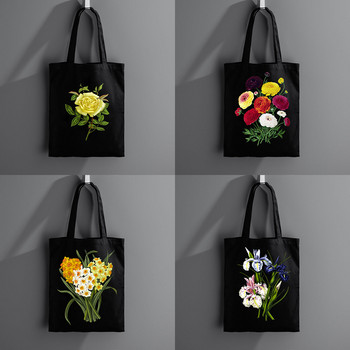 Εκτύπωση λουλουδιών Προσαρμοσμένη Eco Canva Τσάντα αγορών Πανί γυναικεία Τσάντα ώμου Shopper Τσάντα Tote Φοιτητική τσάντα για φορητό υπολογιστή