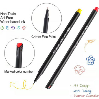 36 цвята Fine Liner Pen Set Markers Pen 0,4 mm Micron Fineliners Маркер за рисуване Скица Маркери за изкуство Училищни аксесоари