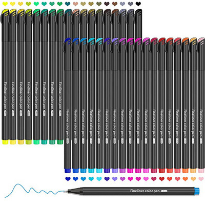 36 цвята Fine Liner Pen Set Markers Pen 0,4 mm Micron Fineliners Маркер за рисуване Скица Маркери за изкуство Училищни аксесоари