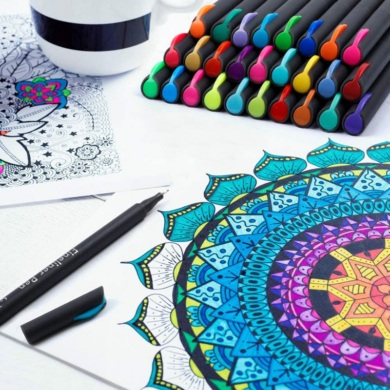 36 цвята Fine Liner Pen Set Markers Pen 0,4 mm Micron Fineliners Маркер за рисуване Скица Маркери за изкуство Училищни аксесоари