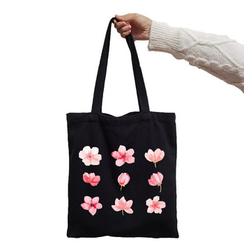 Γυναικεία τσάντα Pink Cosmos Flowers Lemonade Daisies Τσάντα Harajuku Print Fashion Μαύρες τσάντες ώμου Μεγάλες τσάντες αγορών Τσάντα τσάντα