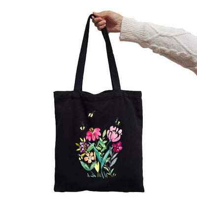 Дамска чанта Pink Cosmos Flowers Lemonade Daisies Дамска чанта Harajuku Print Fashion Черни чанти за рамо Големи пазарски чанти Tote Bag