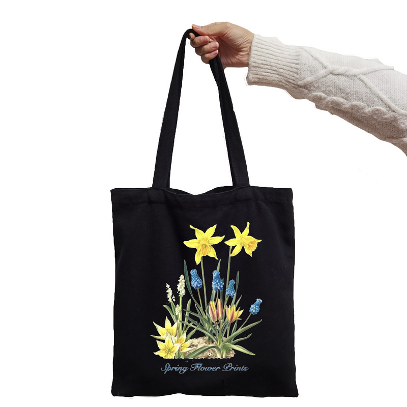 Дамска чанта Pink Cosmos Flowers Lemonade Daisies Дамска чанта Harajuku Print Fashion Черни чанти за рамо Големи пазарски чанти Tote Bag
