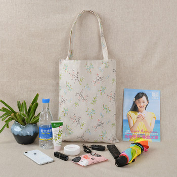 Γυναικεία επαναχρησιμοποιήσιμη τσάντα αγορών Eco τσάντα τσάντα παραλίας μεγάλης χωρητικότητας casual λινό, βαμβακερό καμβά τσάντα ώμου Τσάντες λουλουδιών με εκτύπωση
