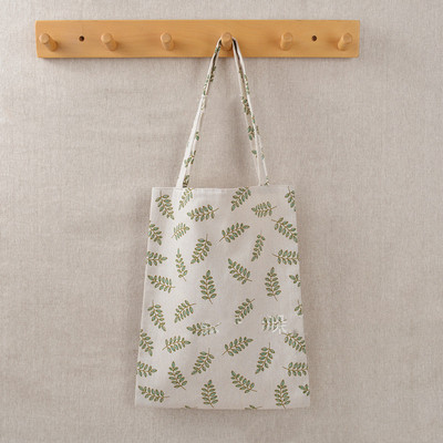 Дамска пазарска чанта за многократна употреба Еко ръчна чанта Плажна чанта Голям капацитет Ежедневна ленена памучна платнена чанта през рамо Чанти с цветен принт