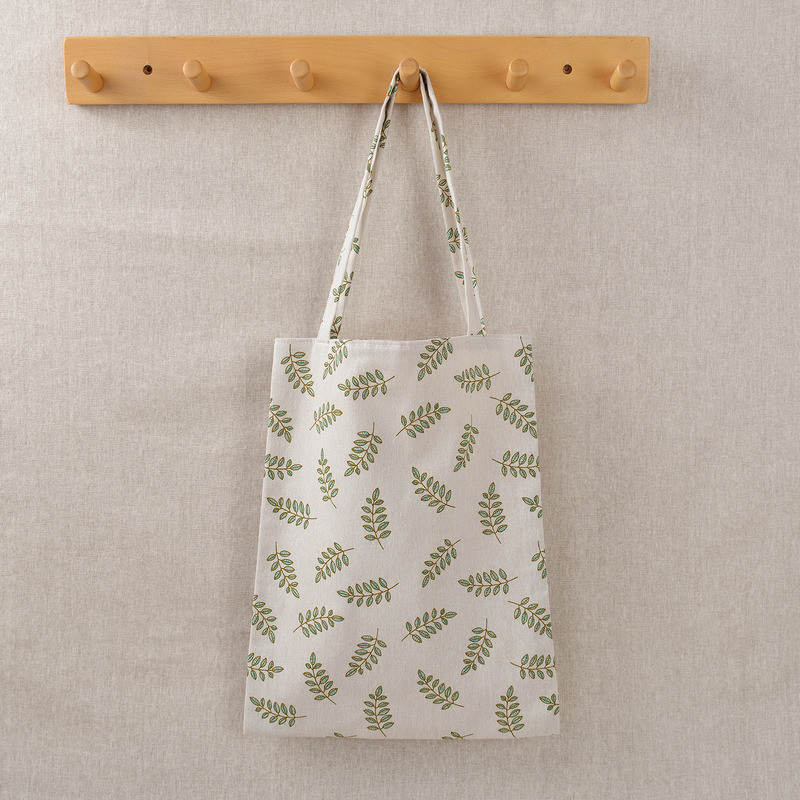 Дамска пазарска чанта за многократна употреба Еко ръчна чанта Плажна чанта Голям капацитет Ежедневна ленена памучна платнена чанта през рамо Чанти с цветен принт