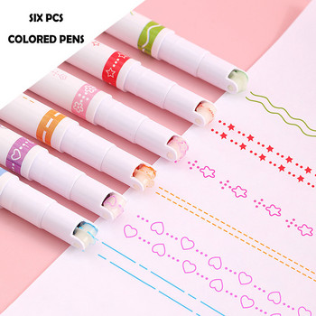 6бр. Различни цветове с различна форма на извивка, фини линии, химикалки за водене на бележки, химикалки за тийнейджъри, които пишат в дневник