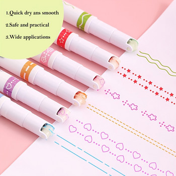 6 τμχ Διαφορετικά χρώματα με Διαφορετικό Σχήμα Καμπύλης λεπτές γραμμές, στυλό για λήψη σημειώσεων, στυλό για εφηβικά παιδιά που γράφουν περιοδικά