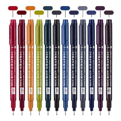 12 DB/Szett Retro kalligráfia toll ecset jelölők Aláírás Finom Liner Toll Art Marker nyers Manga színező Tervezés Vázlat