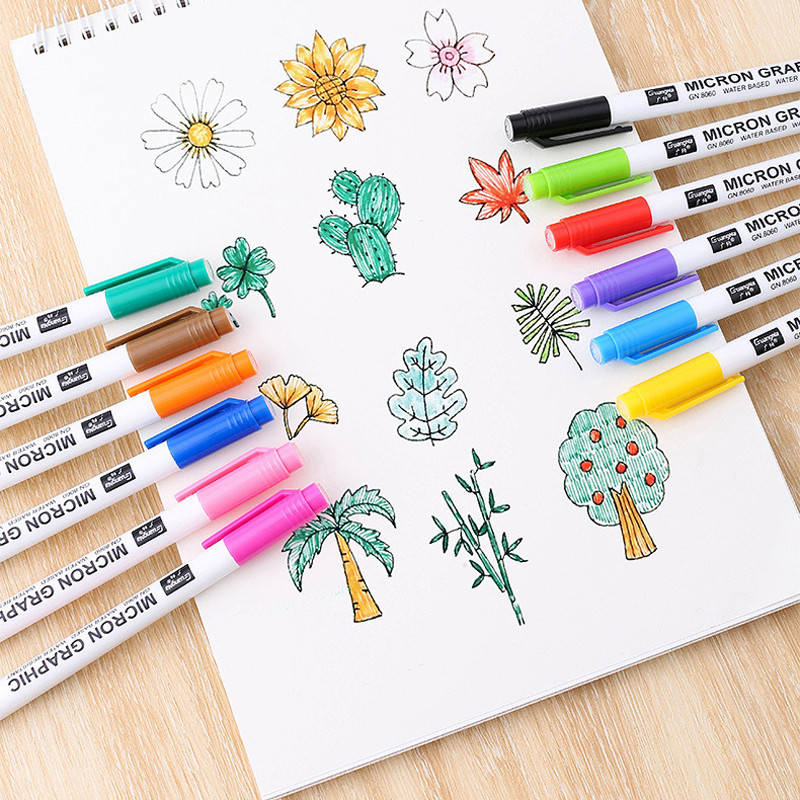 12PCS/Set Ретро калиграфия Pen Brush Markers Signature Lettering Fine Liner Pen Art Marker rawing Manga coloring Design Sketch