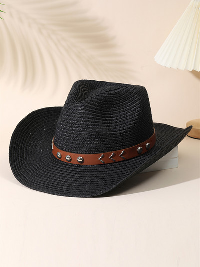 2023 Цветна плажна шапка с пискюл за жени Bohe Каубойски слънчеви шапки Лятна сламена шапка UV защита Празнична шапка на открито на едро