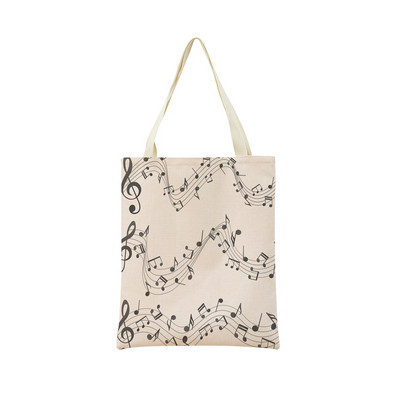 Геометрична музикална нота с двустранен печат Еко пазарска чанта Дамска сгъваема ръчна чанта Преносима удобна чантичка за съхранение