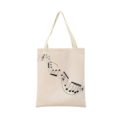 Геометрична музикална нота с двустранен печат Еко пазарска чанта Дамска сгъваема ръчна чанта Преносима удобна чантичка за съхранение