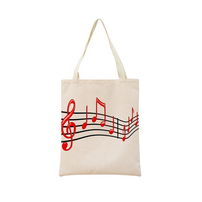 Геометрична музикална нота с двустранен печат Еко пазарска чанта Дамска сгъваема ръчна чанта Преносима удобна чантичка за съхранение