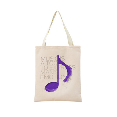 Геометрична музикална нота с двустранен печат Еко пазарска чанта Дамска сгъваема ръчна чанта Преносима удобна чантичка за съхранение