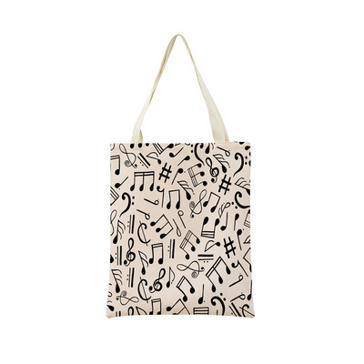 Геометрична музикална нота с двустранен печат Еко пазарска чанта Дамска сгъваема ръчна чанта Преносима удобна чантичка за съхранение