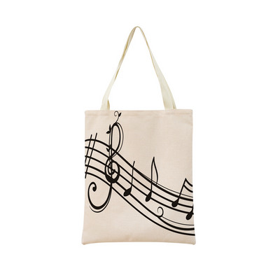 Геометрична музикална нота с двустранен печат Еко пазарска чанта Дамска сгъваема ръчна чанта Преносима удобна чантичка за съхранение