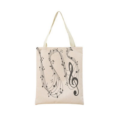 Геометрична музикална нота с двустранен печат Еко пазарска чанта Дамска сгъваема ръчна чанта Преносима удобна чантичка за съхранение