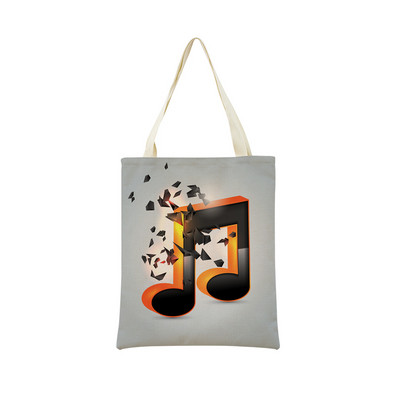 Геометрична музикална нота с двустранен печат Еко пазарска чанта Дамска сгъваема ръчна чанта Преносима удобна чантичка за съхранение