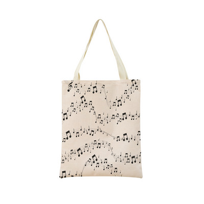 Геометрична музикална нота с двустранен печат Еко пазарска чанта Дамска сгъваема ръчна чанта Преносима удобна чантичка за съхранение