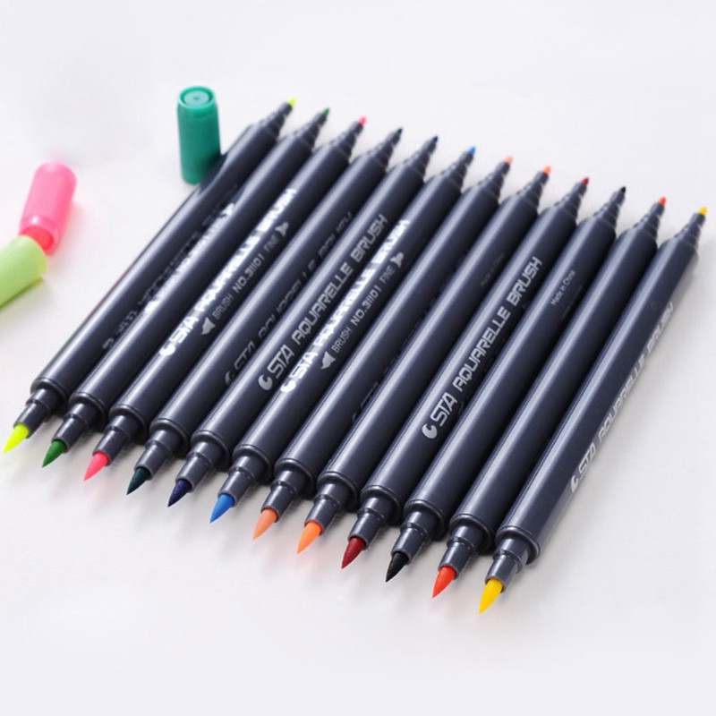 1 бр. Акварелни маркери Рисуване Живопис Водно оцветяване Четка Писалка Двоен връх Глава Художествени принадлежности Произволен цвят Чисто нов арт проект