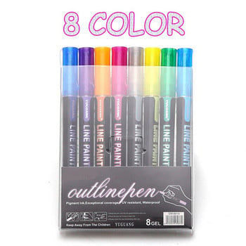 Double Line Outline Markers Pens 8/12 Colors Highlighter Pen Art Maker Pen For Art Painting Σχολικά είδη γραφής