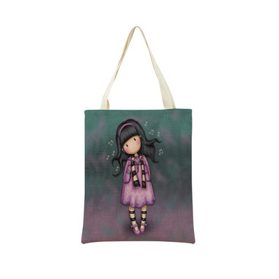 Сладко, прекрасно малко момиче Пазарска чанта с двустранен печат Сгъваема екологична чанта Студентска дамска преносима чанта на открито