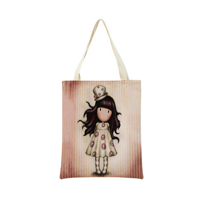 Сладко, прекрасно малко момиче Пазарска чанта с двустранен печат Сгъваема екологична чанта Студентска дамска преносима чанта на открито