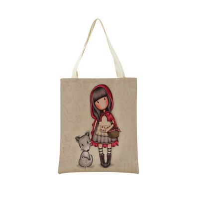 Сладко, прекрасно малко момиче Пазарска чанта с двустранен печат Сгъваема екологична чанта Студентска дамска преносима чанта на открито