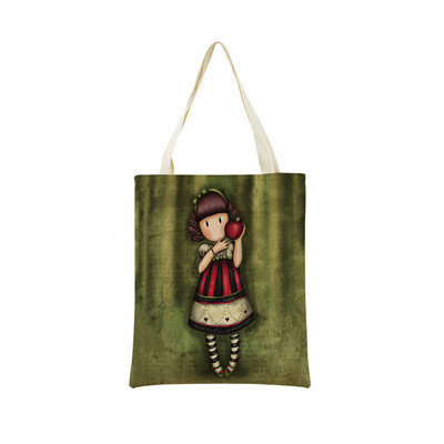 Сладко, прекрасно малко момиче Пазарска чанта с двустранен печат Сгъваема екологична чанта Студентска дамска преносима чанта на открито