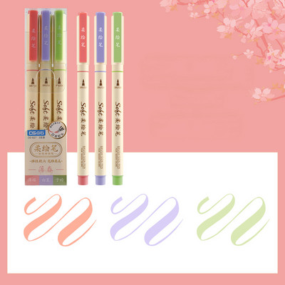 3 бр./комплект маркери за изкуство Химикалки Студентски рисунки Писане Направи си сам дневник Многоцветна мека писалка за рисуване Kawaii Канцеларски материали Ученически пособия