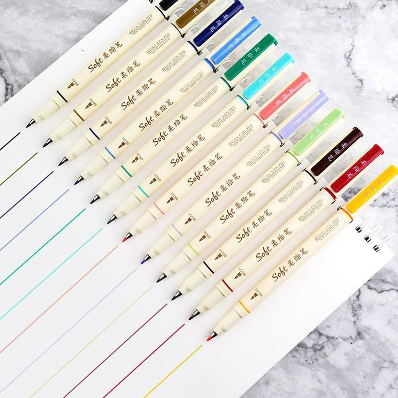 3 бр./комплект маркери за изкуство Химикалки Студентски рисунки Писане Направи си сам дневник Многоцветна мека писалка за рисуване Kawaii Канцеларски материали Ученически пособия