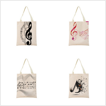 Μουσική νότα Παρτιτούρες Μοτίβο αγοράς Τσάντα αγορών Γυναικεία πτυσσόμενη τσάντα με εκτύπωση διπλής όψης Φορητή βολική θήκη αποθήκευσης