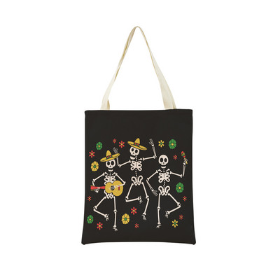 Mexico Day Of The Dead Пазарска чанта Dia De Muertos Двустранно отпечатан череп Сгъваема ръчна чанта Преносима удобна чантичка за съхранение
