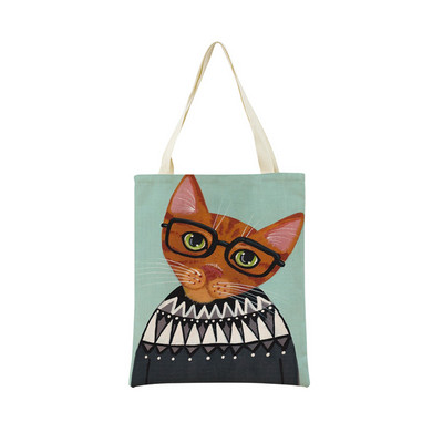 Cartoon Ryan Conners Cat Double Sided Print Пазарска чанта Еко удобни чанти за съхранение Външна сгъваема преносима дамска чанта