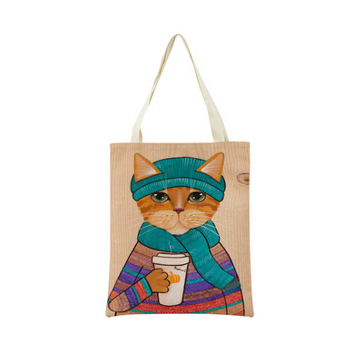 Cartoon Ryan Conners Cat Double Sided Print Пазарска чанта Еко удобни чанти за съхранение Външна сгъваема преносима дамска чанта